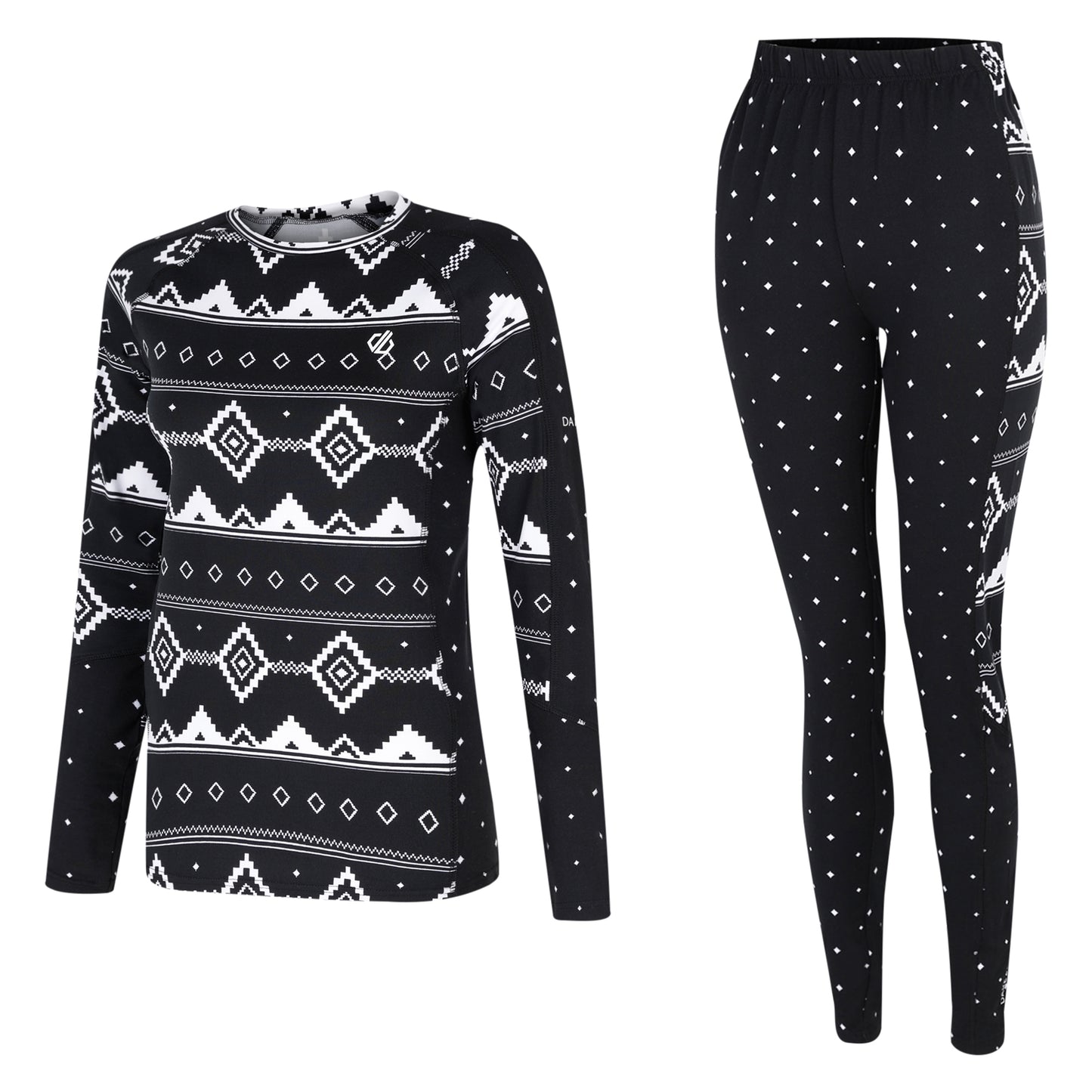 Black - Front - Dare 2B Womens-Ladies Exchange III Fair Isle Base Layer Set