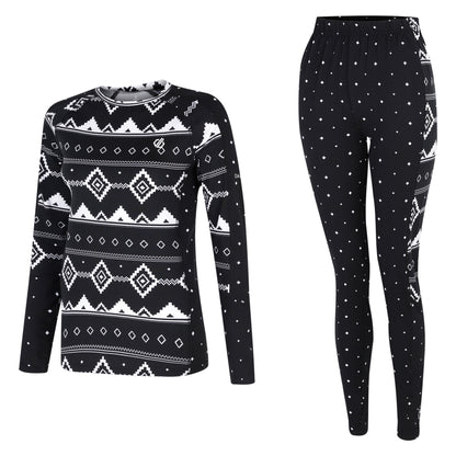 Black - Front - Dare 2B Womens-Ladies Exchange III Fair Isle Base Layer Set