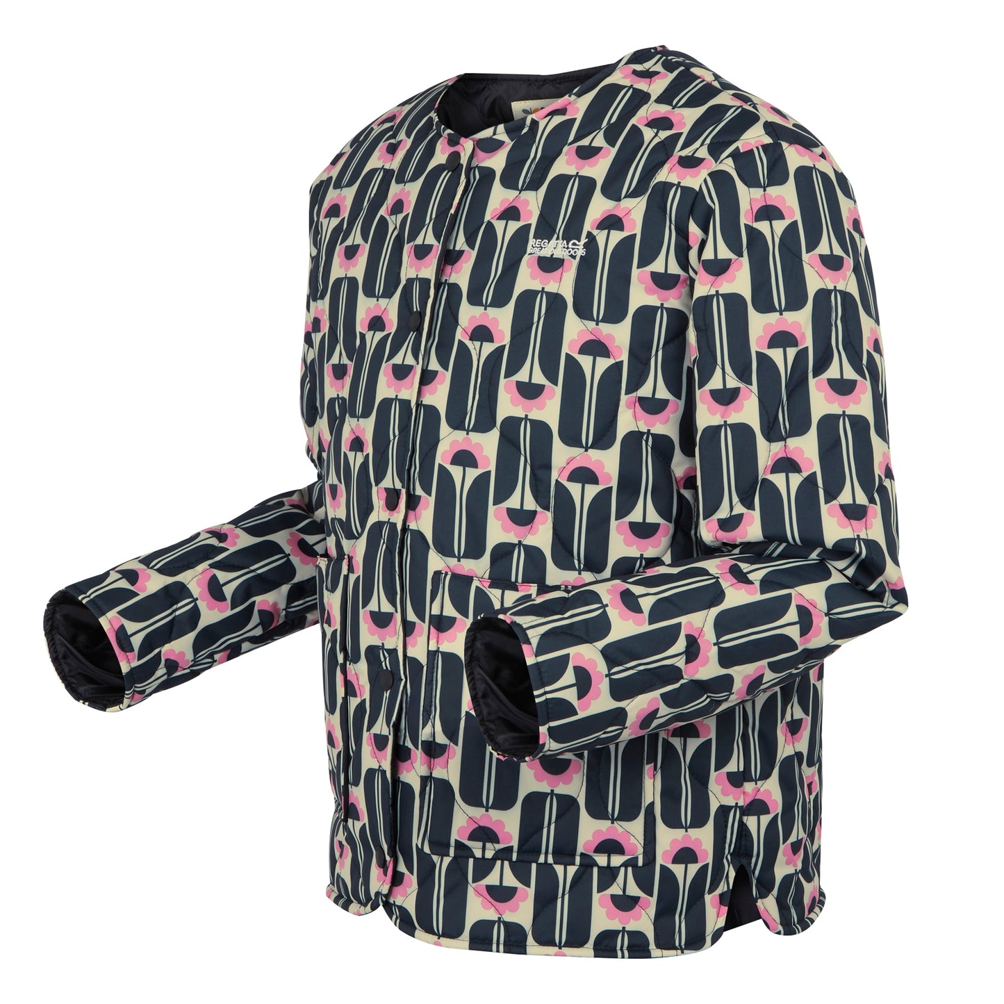 Black - Side - Regatta Womens-Ladies Orla Kiely Tall Flowers Quilted Summer Jacket