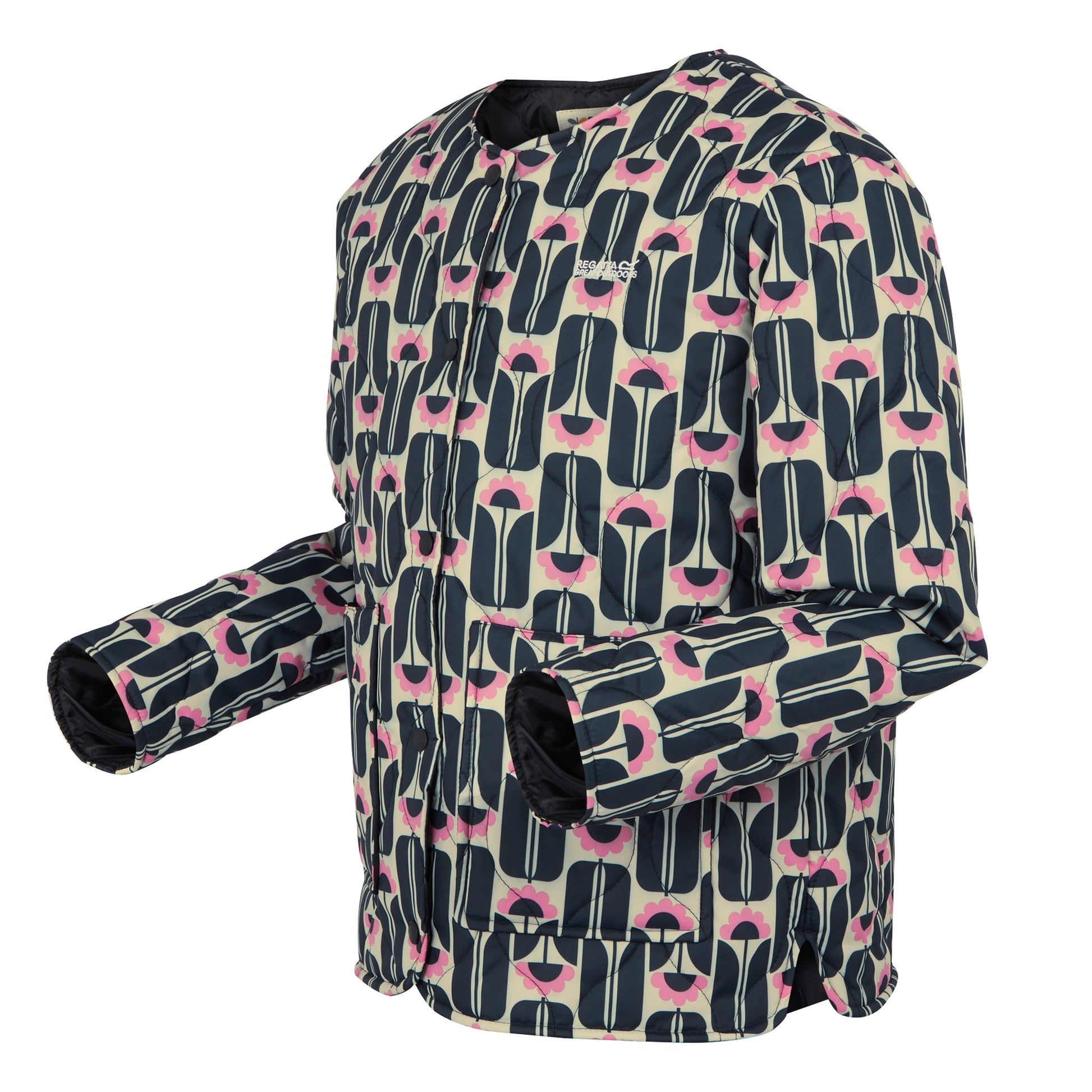 Black - Side - Regatta Womens-Ladies Orla Kiely Tall Flowers Quilted Summer Jacket