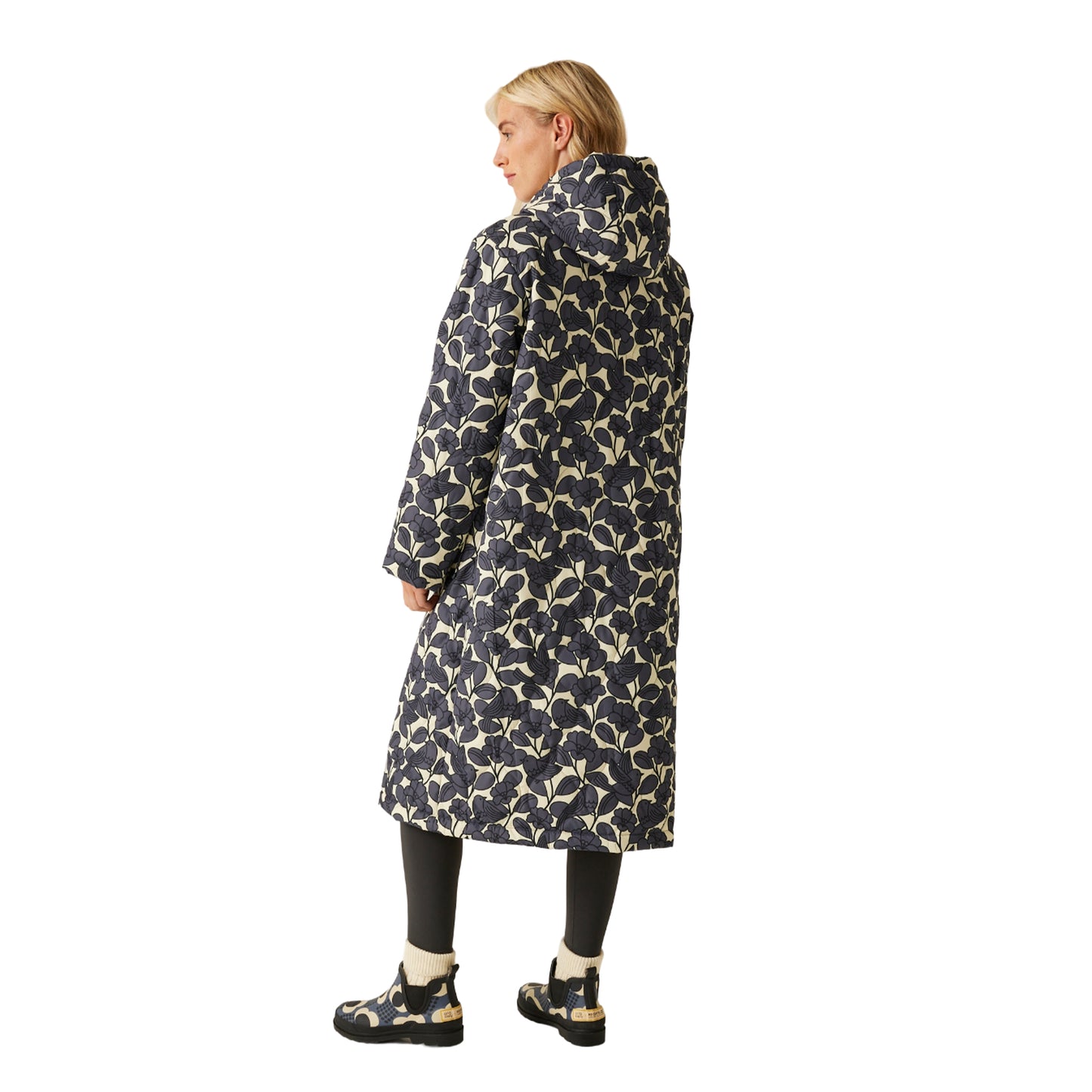 Grey - Lifestyle - Regatta Womens-Ladies Orla Kiely Birdy Quilted Long Jacket