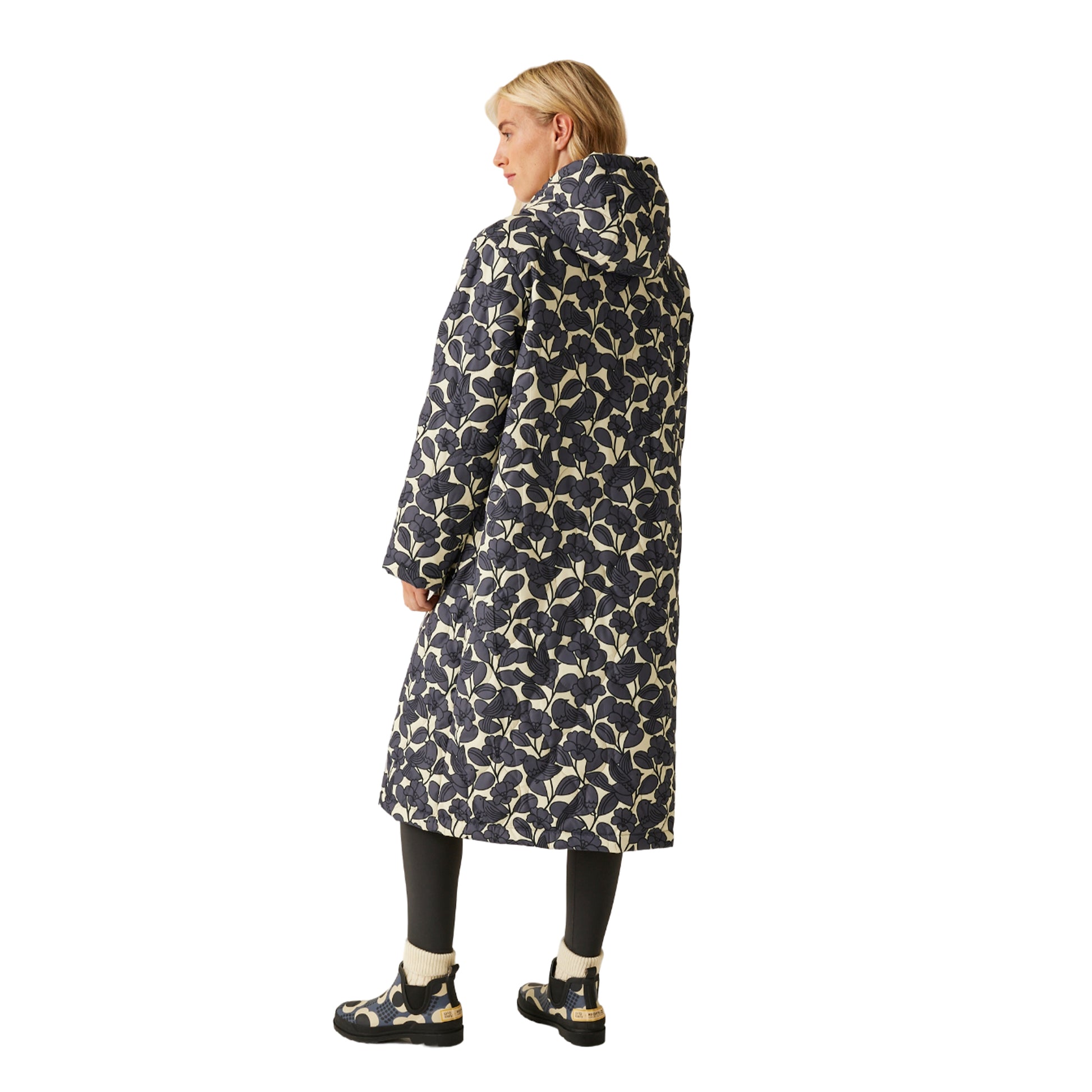 Grey - Lifestyle - Regatta Womens-Ladies Orla Kiely Birdy Quilted Long Jacket