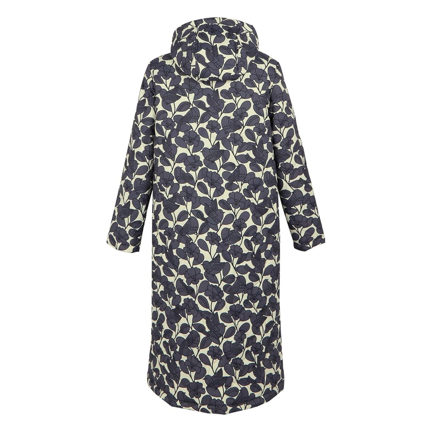 Grey - Back - Regatta Womens-Ladies Orla Kiely Birdy Quilted Long Jacket