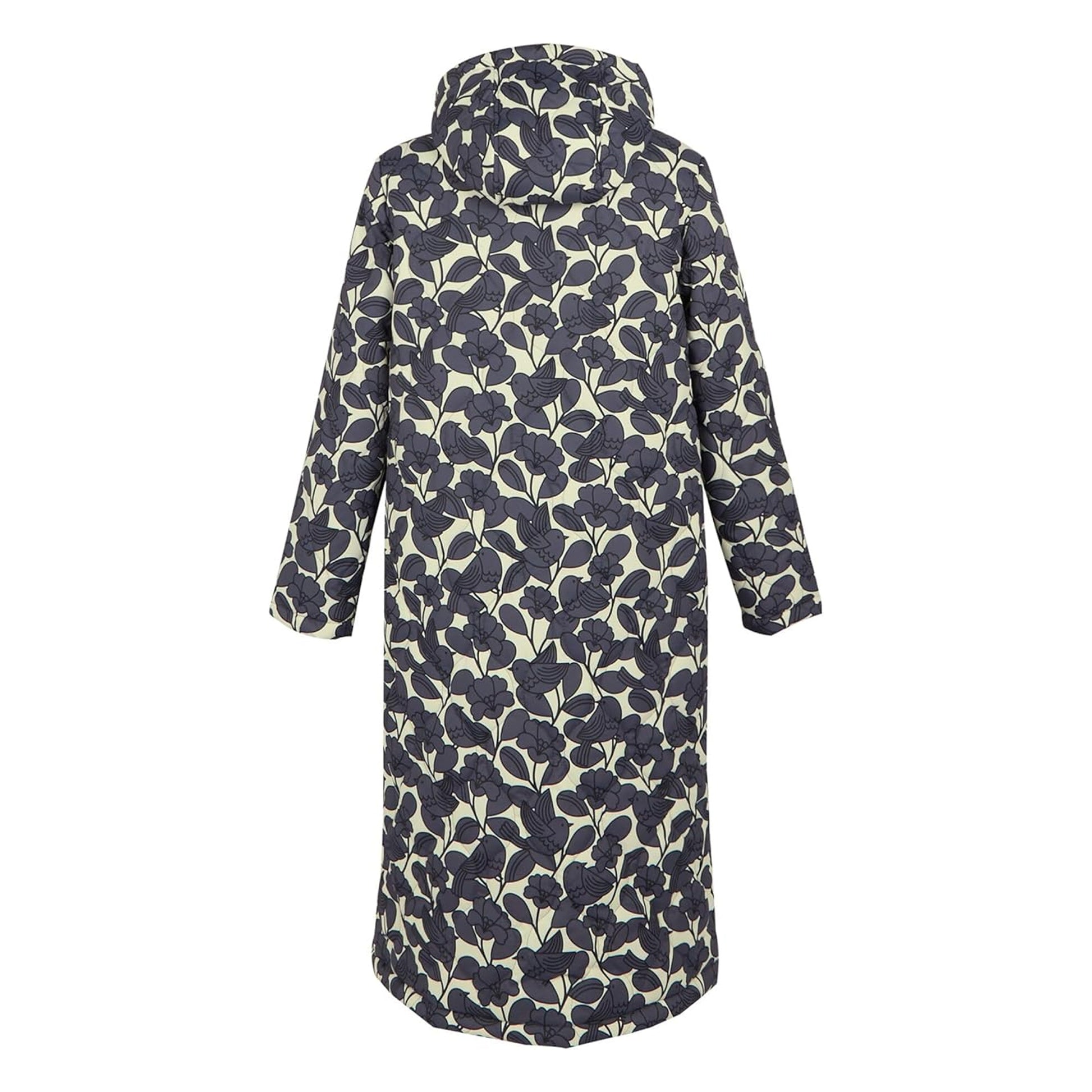 Grey - Back - Regatta Womens-Ladies Orla Kiely Birdy Quilted Long Jacket