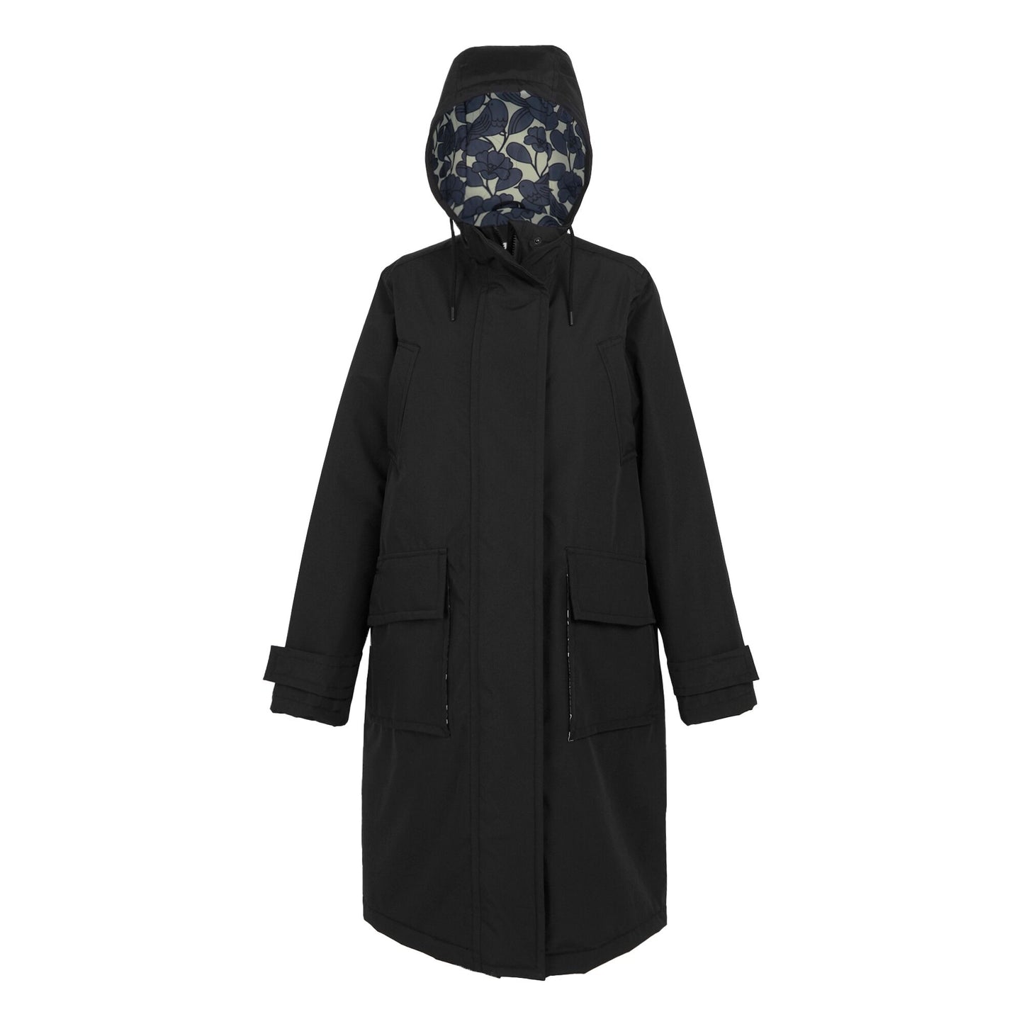 Black-Grey - Front - Regatta Womens-Ladies Orla Kiely Birdy Longline Waterproof Jacket
