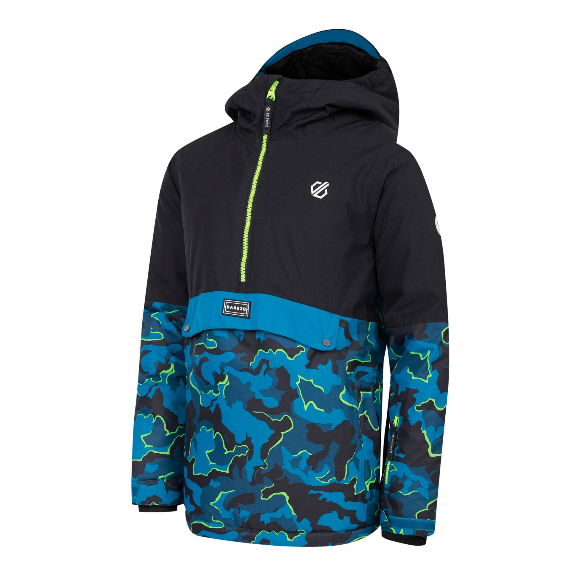 Black-Kingfisher Blue - Side - Dare 2B Childrens-Kids Freehand Overhead Ski Jacket