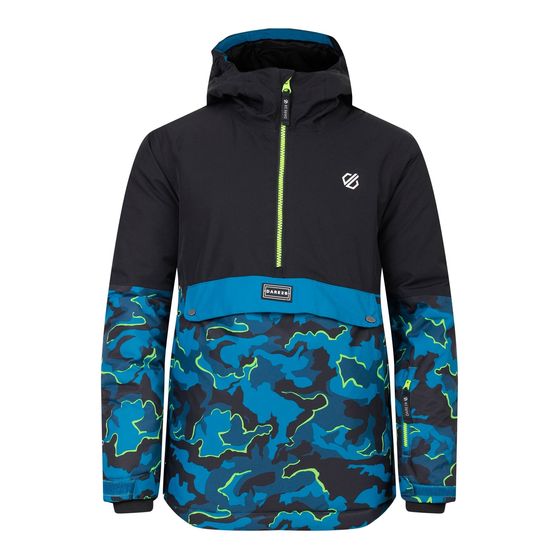 Black-Kingfisher Blue - Front - Dare 2B Childrens-Kids Freehand Overhead Ski Jacket
