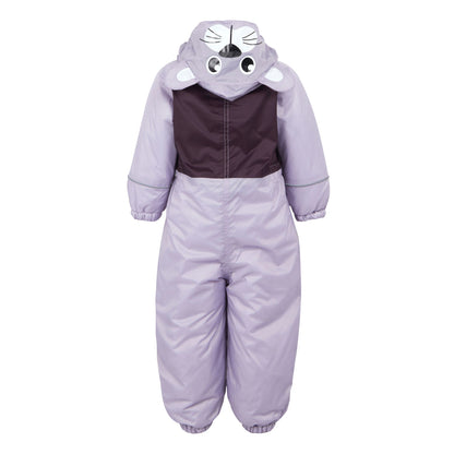 Lilac Frost - Back - Regatta Childrens-Kids Mudplay III Shyla The Leopard Leopard Puddle Suit