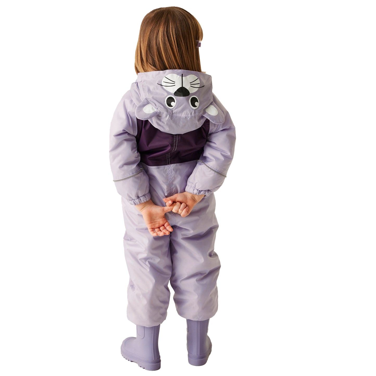 Lilac Frost - Lifestyle - Regatta Childrens-Kids Mudplay III Shyla The Leopard Leopard Puddle Suit