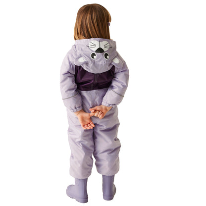 Lilac Frost - Lifestyle - Regatta Childrens-Kids Mudplay III Shyla The Leopard Leopard Puddle Suit