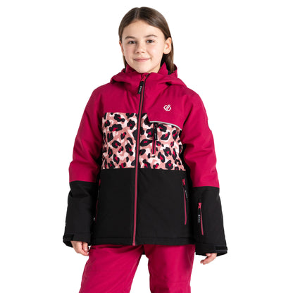 Berry Pink-Dusty Rose - Lifestyle - Dare 2B Childrens-Kids Traverse II Cheetah Print Ski Jacket