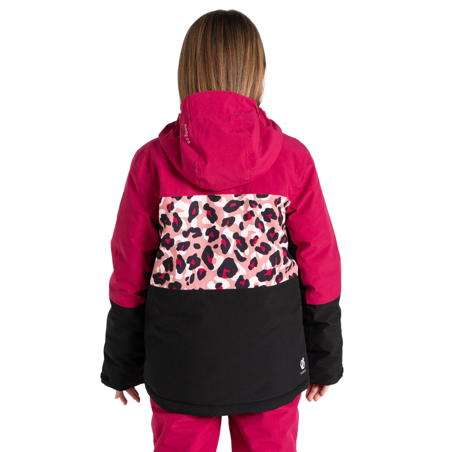 Berry Pink-Dusty Rose - Pack Shot - Dare 2B Childrens-Kids Traverse II Cheetah Print Ski Jacket