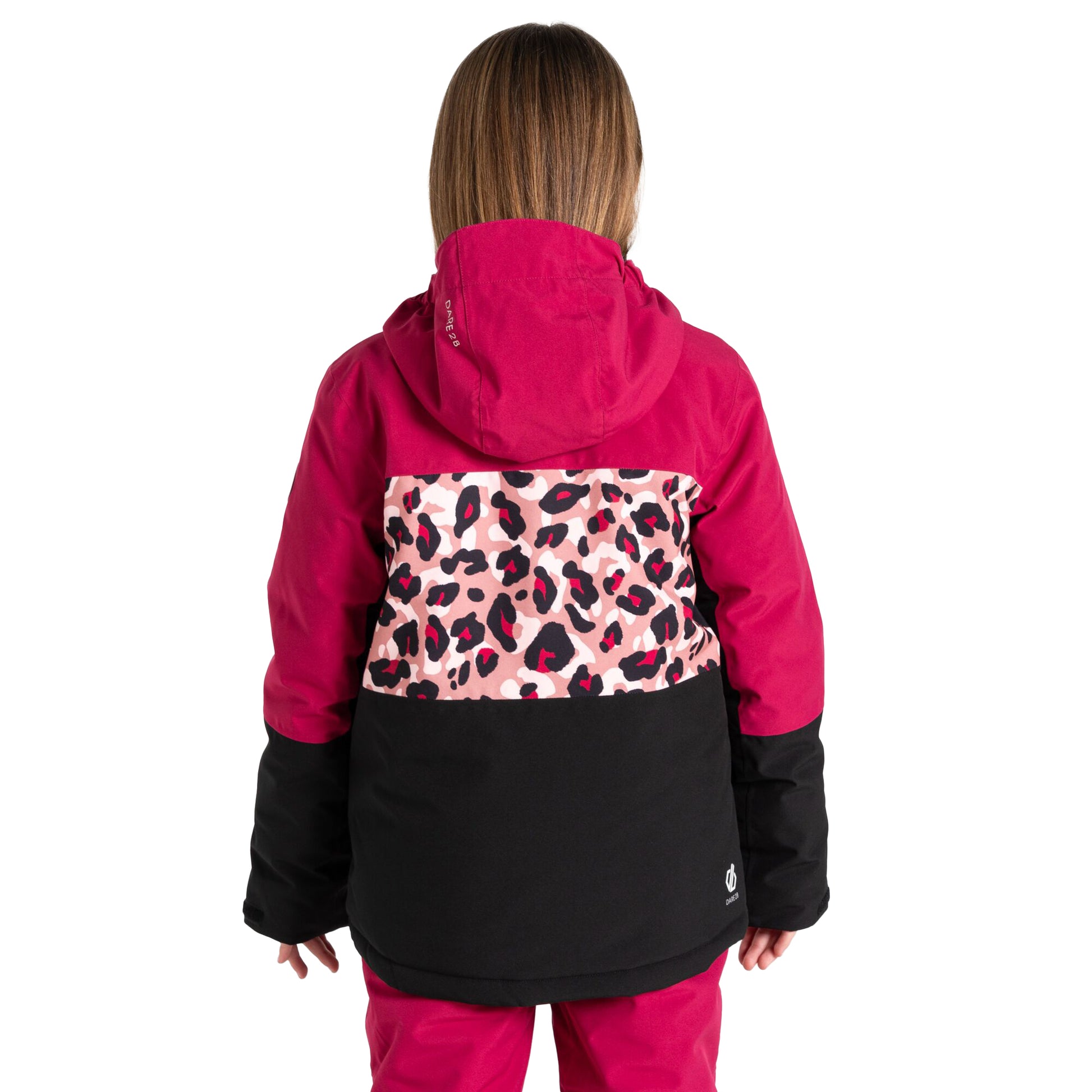 Berry Pink-Dusty Rose - Pack Shot - Dare 2B Childrens-Kids Traverse II Cheetah Print Ski Jacket