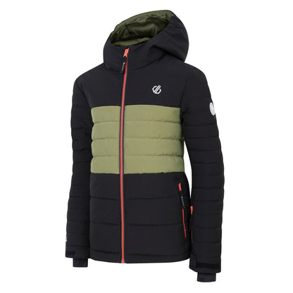 Black-Olivine Green - Side - Dare 2B Childrens-Kids Cheerful II Ski Jacket