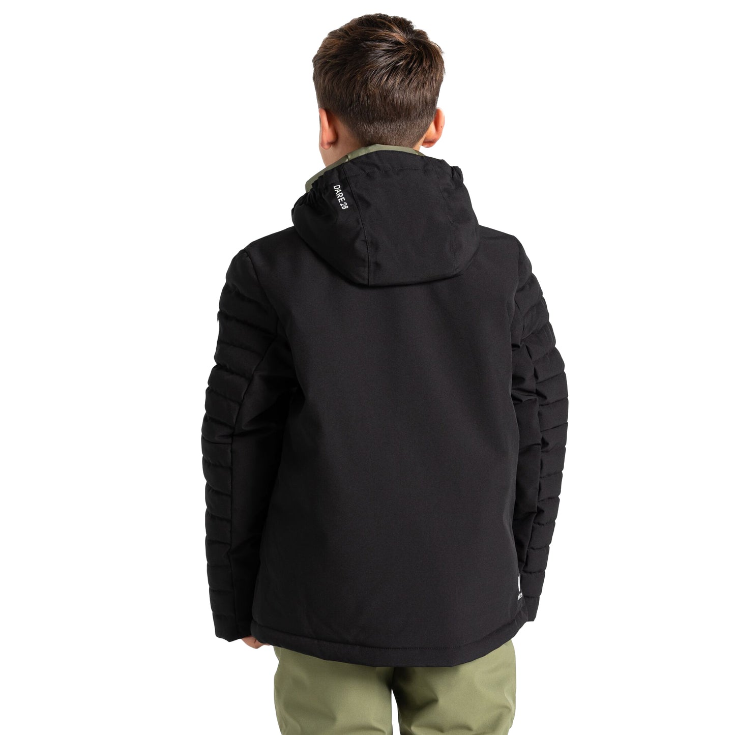 Black-Olivine Green - Pack Shot - Dare 2B Childrens-Kids Cheerful II Ski Jacket