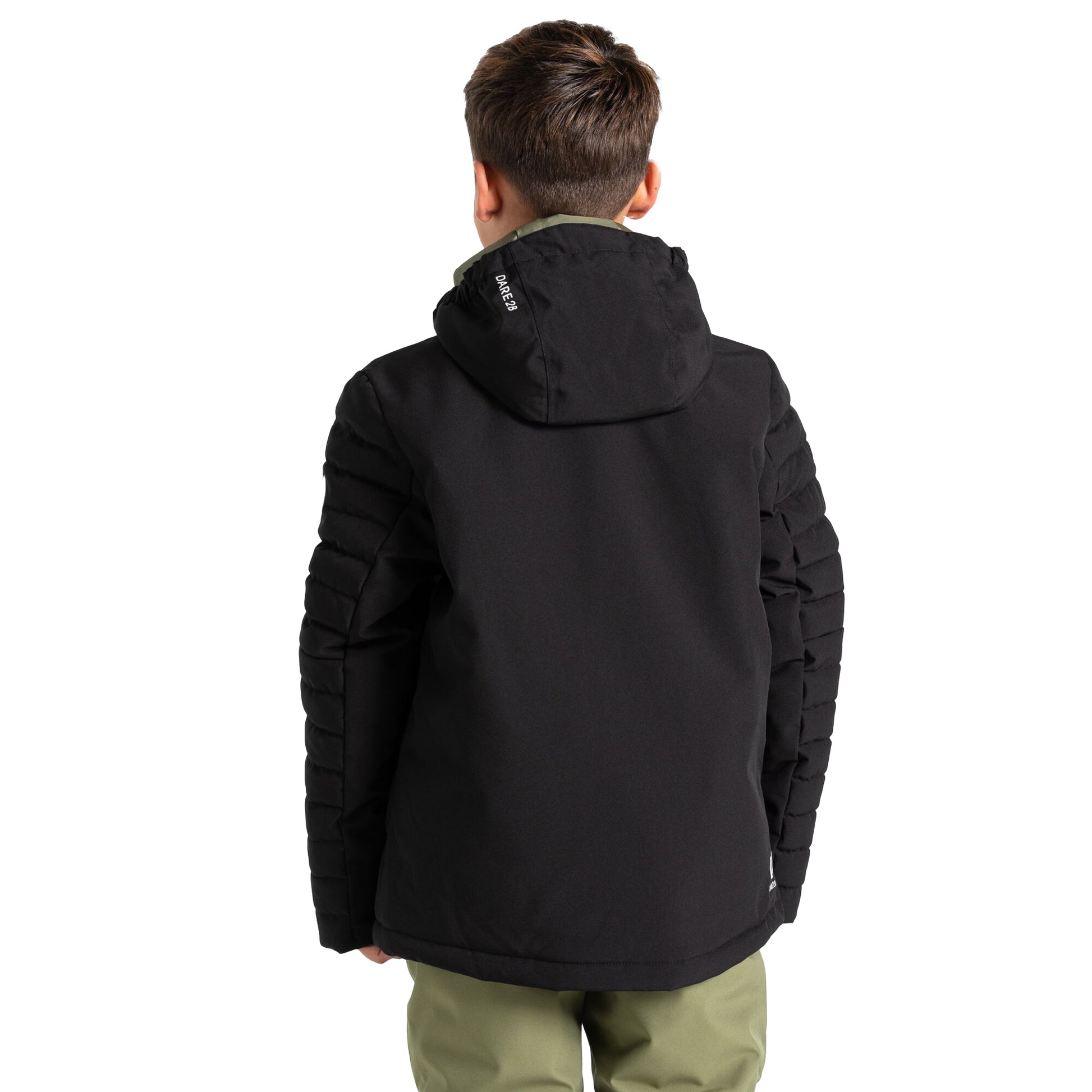 Black-Olivine Green - Pack Shot - Dare 2B Childrens-Kids Cheerful II Ski Jacket