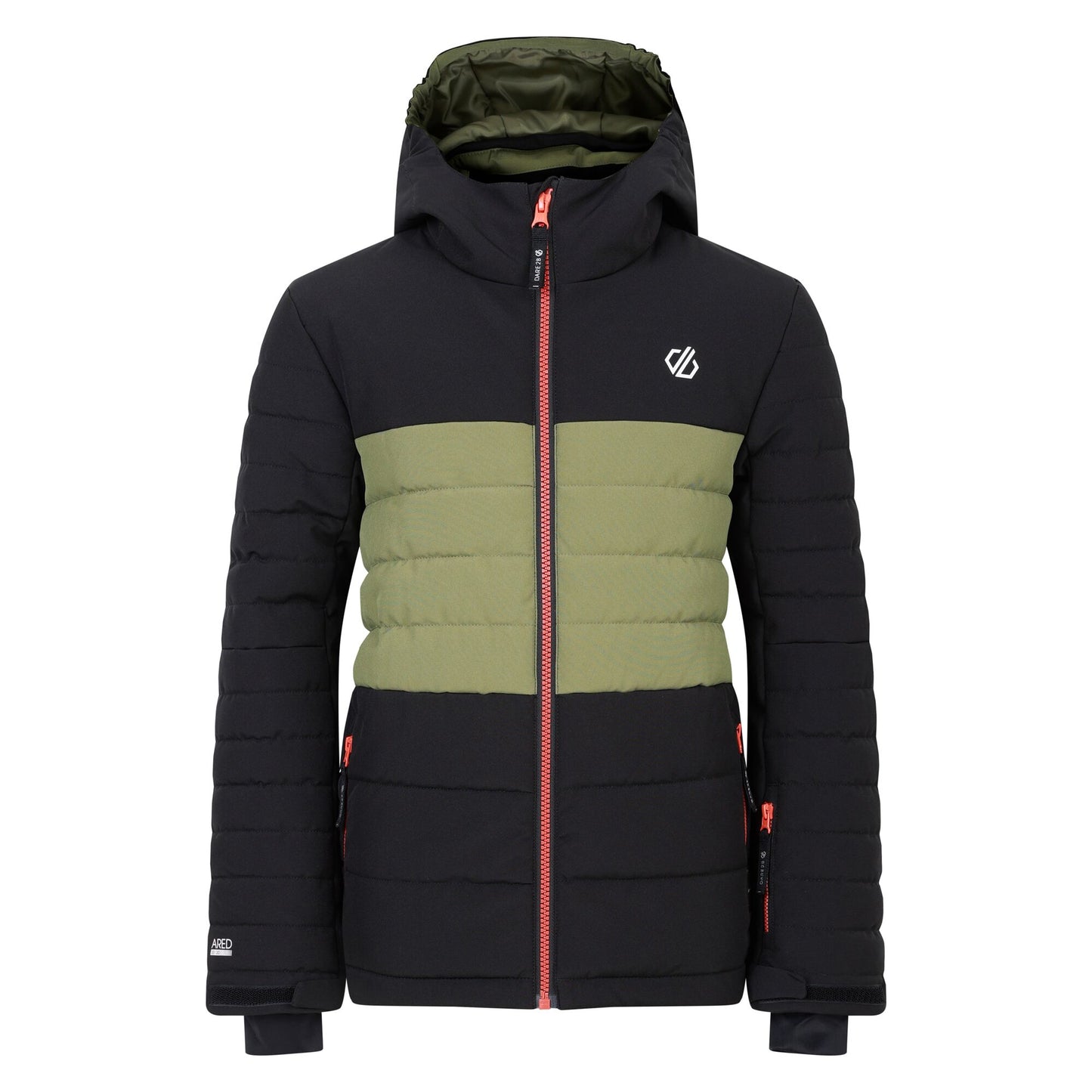 Black-Olivine Green - Front - Dare 2B Childrens-Kids Cheerful II Ski Jacket