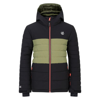 Black-Olivine Green - Front - Dare 2B Childrens-Kids Cheerful II Ski Jacket