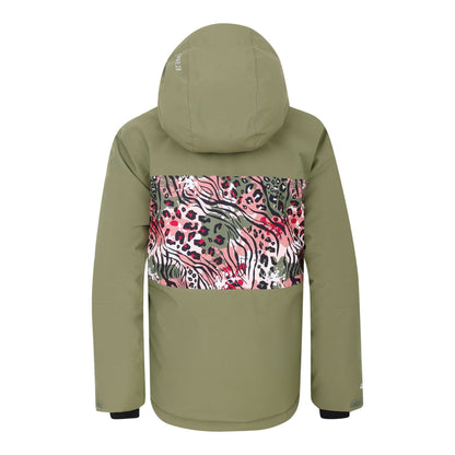Green Flash-Kingfisher Blue - Back - Dare 2B Childrens-Kids Traverse II Camo Ski Jacket