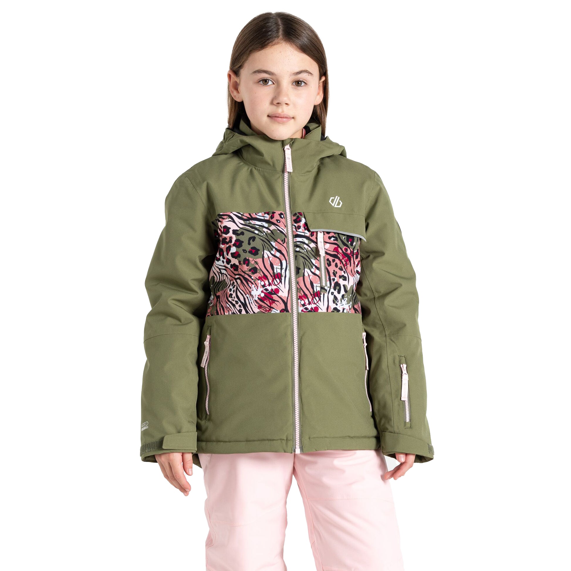Green Flash-Kingfisher Blue - Lifestyle - Dare 2B Childrens-Kids Traverse II Camo Ski Jacket