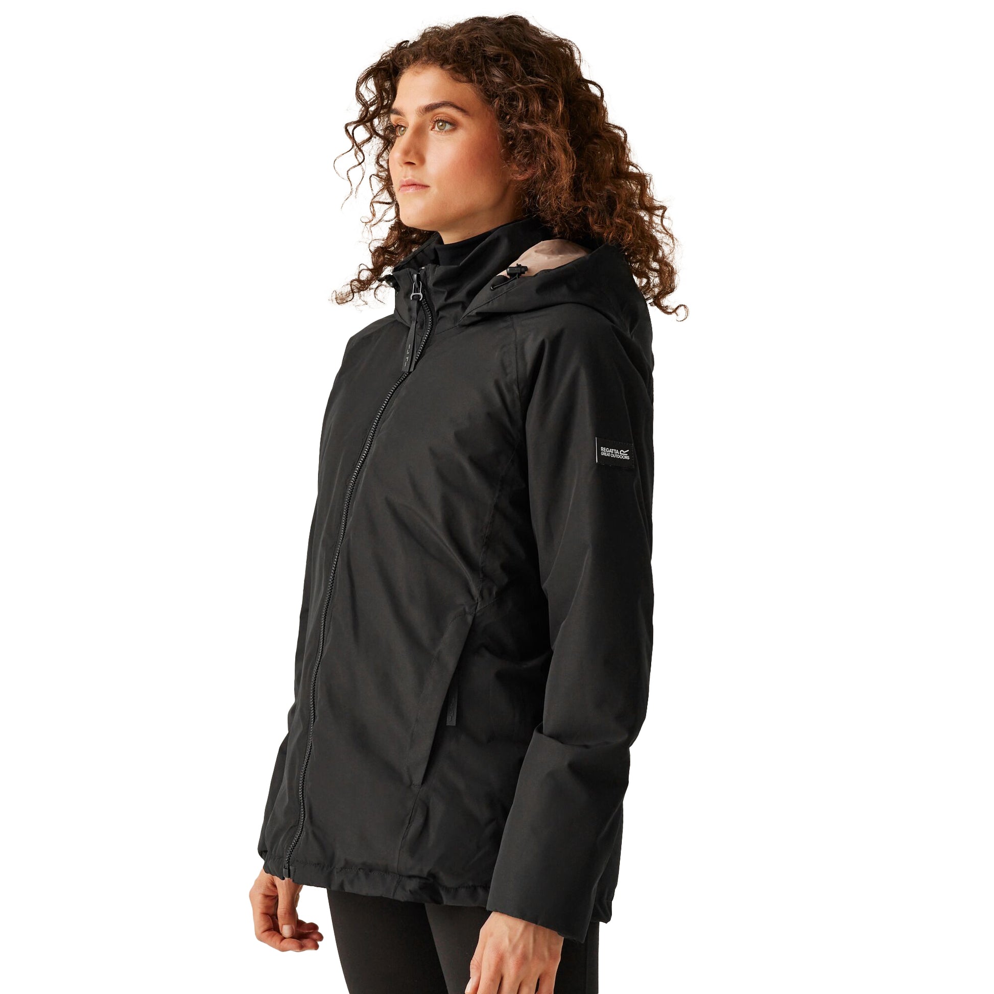Black-Warm Taupe - Side - Regatta Womens-Ladies Reeah Insulated Jacket