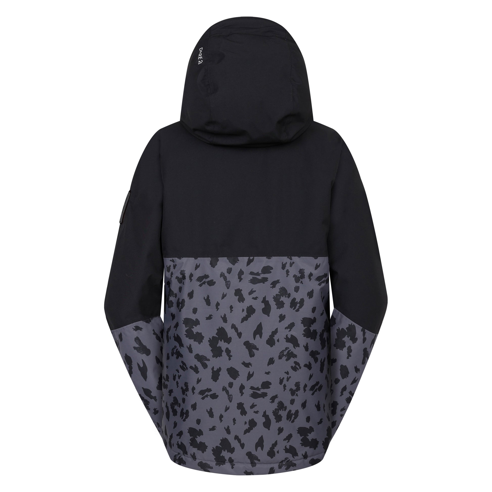 Black-Ebony Grey - Back - Dare 2B Womens-Ladies Snowburst Leopard Print Overhead Ski Jacket