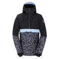 Black-Ebony Grey - Front - Dare 2B Womens-Ladies Snowburst Leopard Print Overhead Ski Jacket