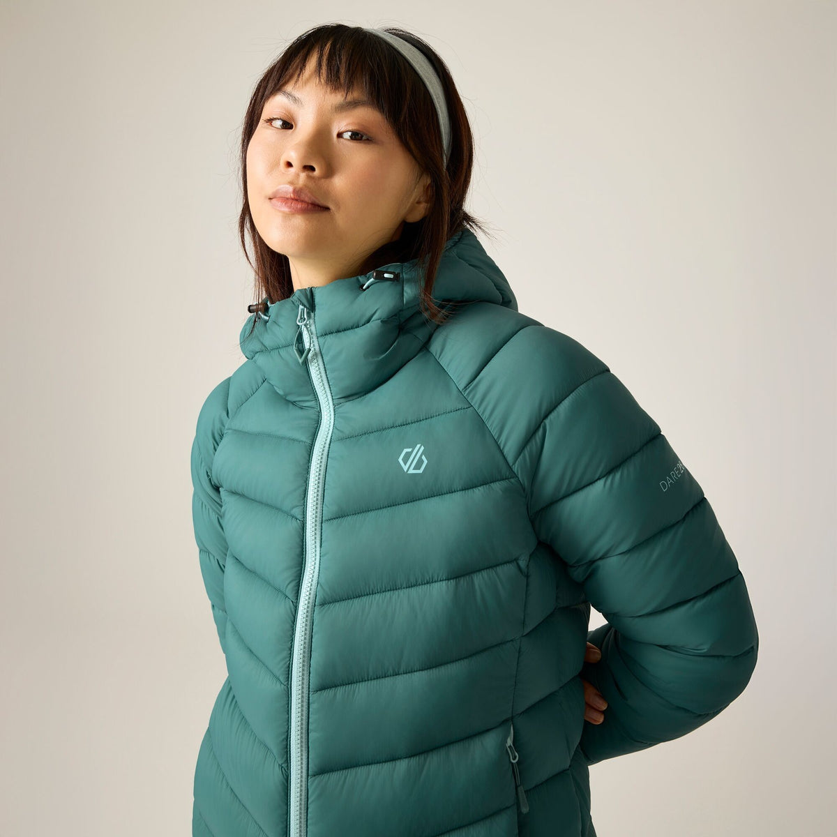 Teal - Close up - Dare 2B Womens-Ladies Torrek Baffled Padded Jacket