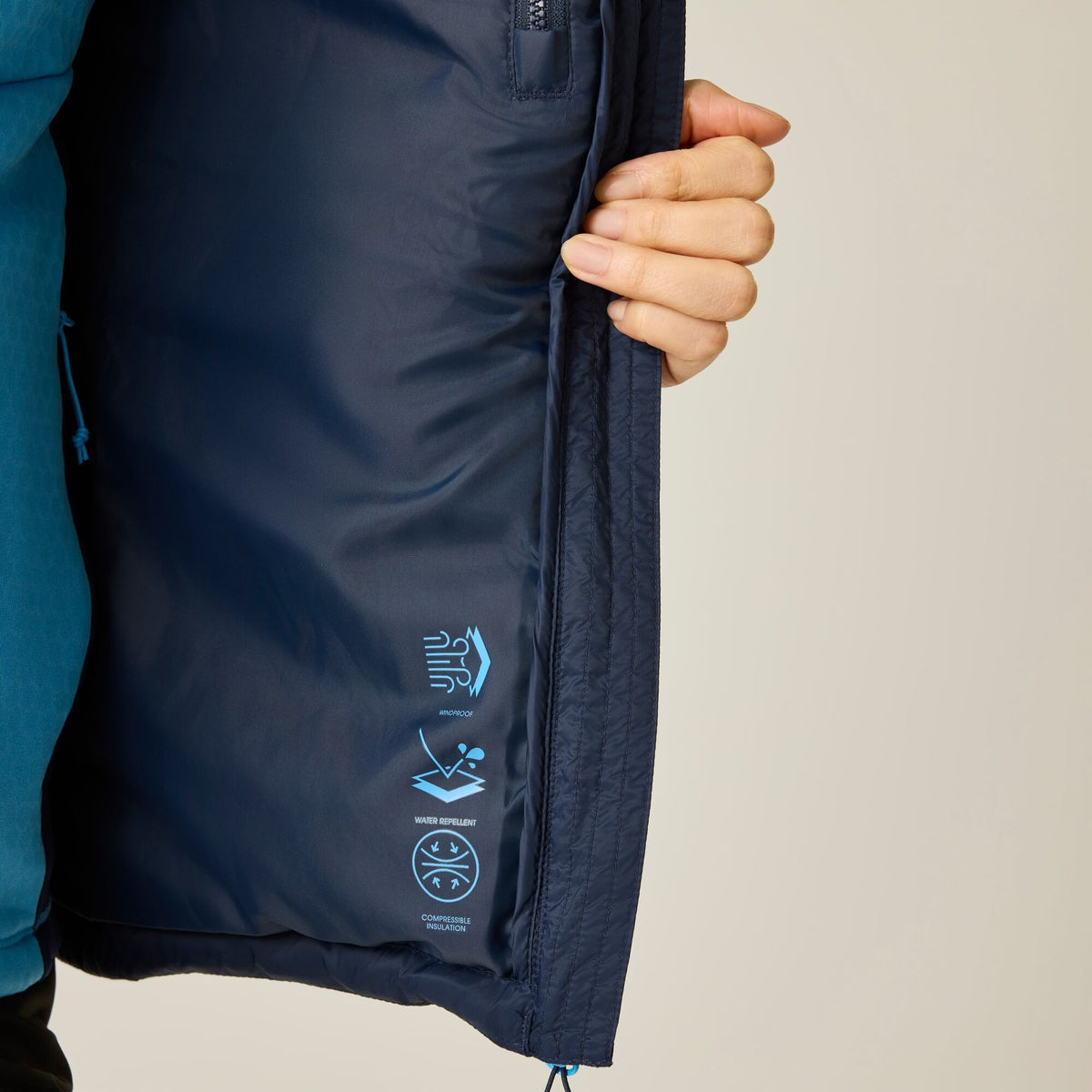 Navy - Pack Shot - Dare 2B Womens-Ladies Torrek Baffled Padded Jacket