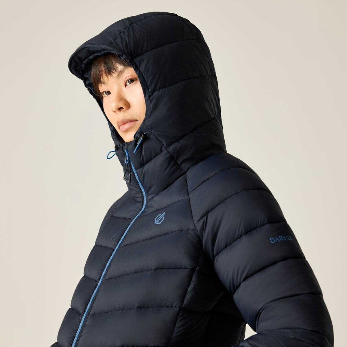 Navy - Close up - Dare 2B Womens-Ladies Torrek Baffled Padded Jacket