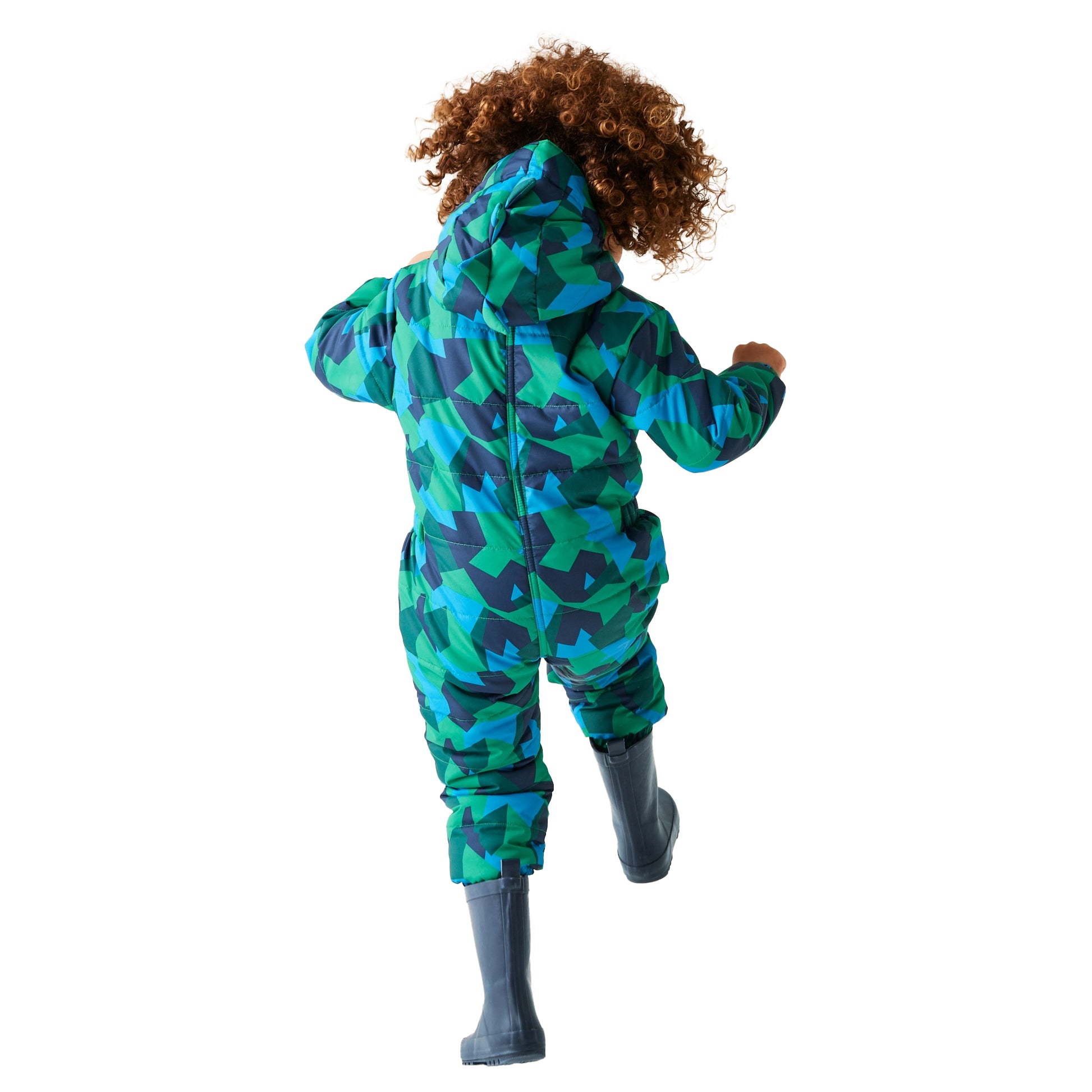 Hydro Blue - Lifestyle - Regatta Childrens-Kids Penrose Geo Camo Puddle Suit