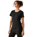 Black - Side - Regatta Professional Womens-Ladies Ada Cotton Stretch T-Shirt