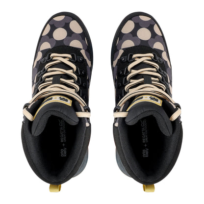Black-White - Pack Shot - Regatta Womens-Ladies Orla Kiely Birdy Outdoor Hiking Boots