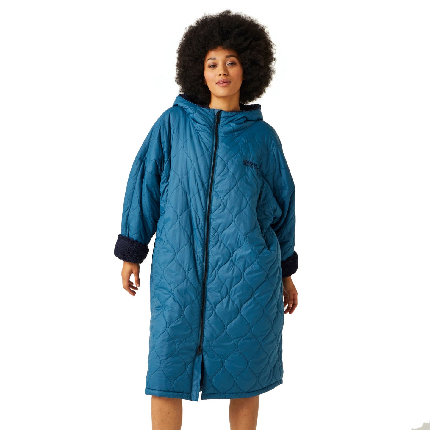 Moroccan Blue-Navy - Lifestyle - Regatta Unisex Adult Quilted Changing Robe