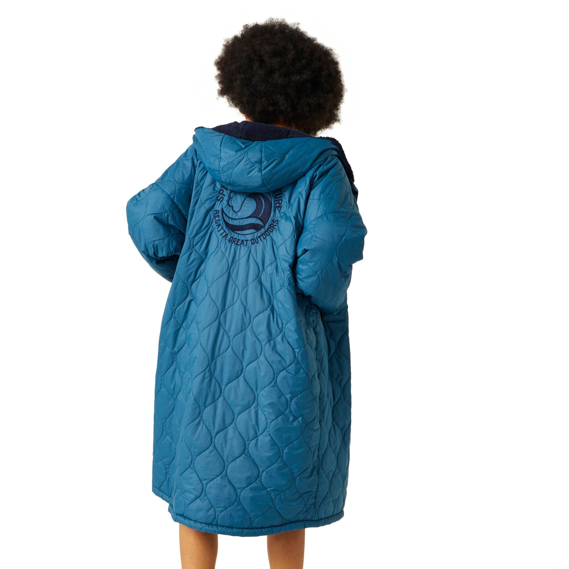 Moroccan Blue-Navy - Pack Shot - Regatta Unisex Adult Quilted Changing Robe