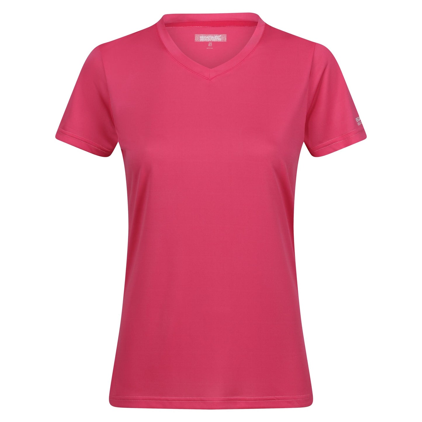 Flamingo Pink - Front - Regatta Womens-Ladies Fingal Plain V Neck T-Shirt