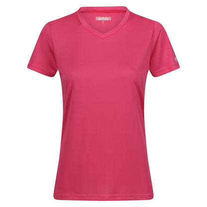 Flamingo Pink - Front - Regatta Womens-Ladies Fingal Plain V Neck T-Shirt
