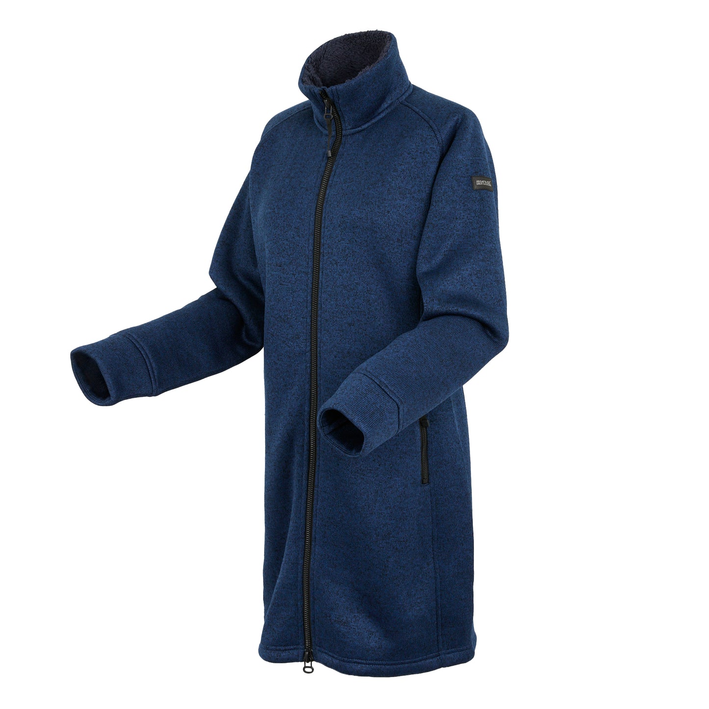 Navy - Side - Regatta Womens-Ladies Emilide Long Length Fleece Jacket