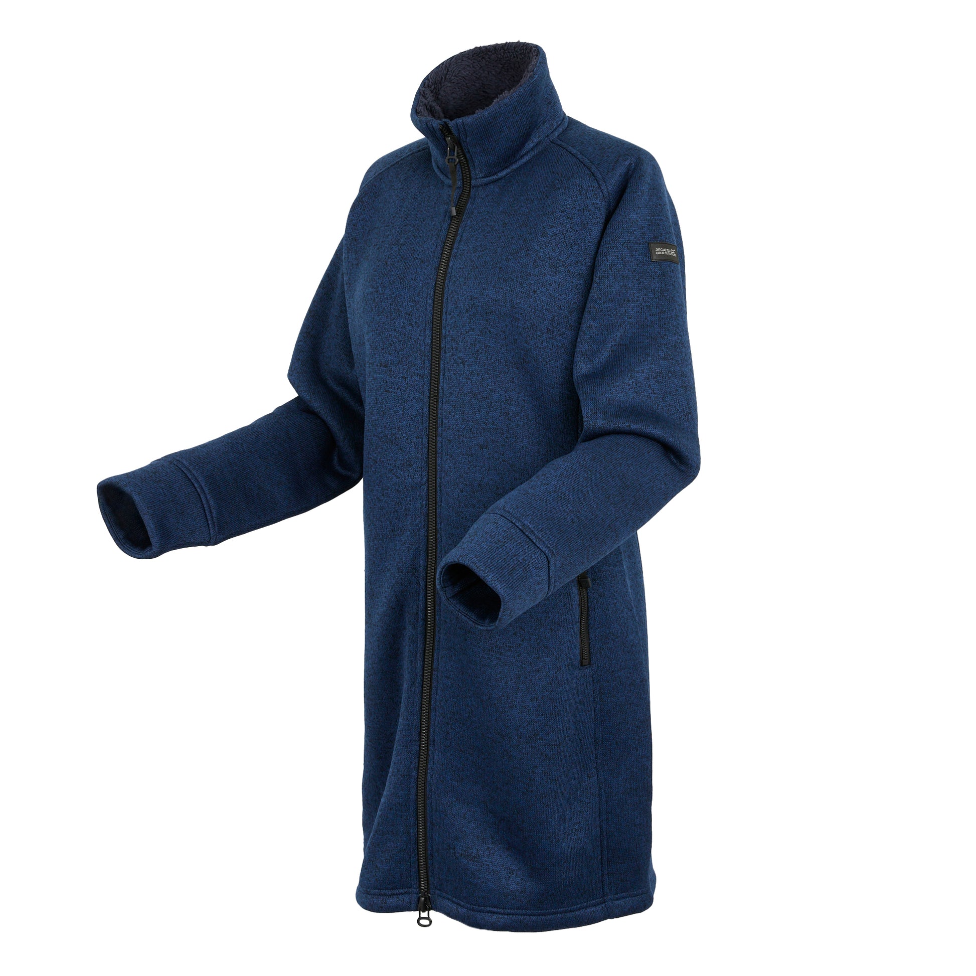 Navy - Side - Regatta Womens-Ladies Emilide Long Length Fleece Jacket
