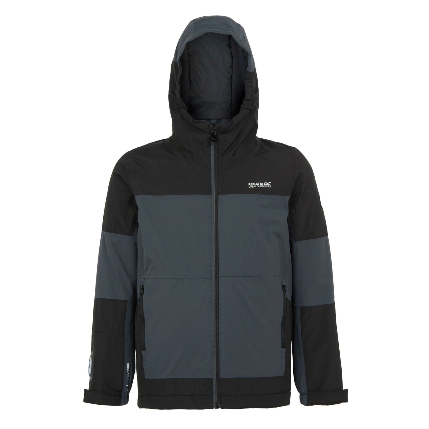 Seal Grey-Black - Front - Regatta Childrens-Kids Beamz IV Waterproof Jacket