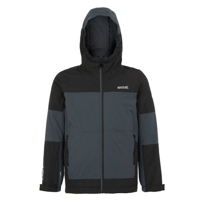 Seal Grey-Black - Front - Regatta Childrens-Kids Beamz IV Waterproof Jacket