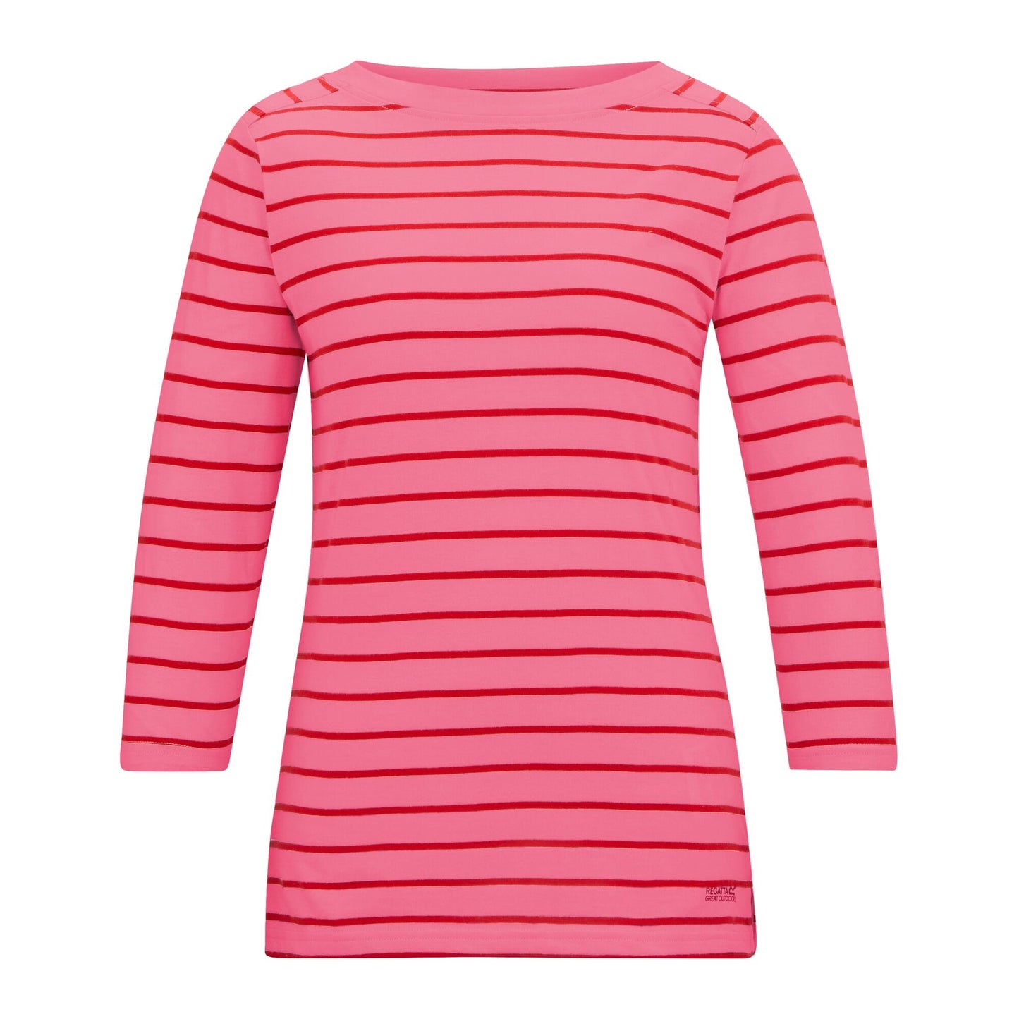 Pink Lemonade-High Risk Red - Front - Regatta Womens-Ladies Baylette II Striped T-Shirt