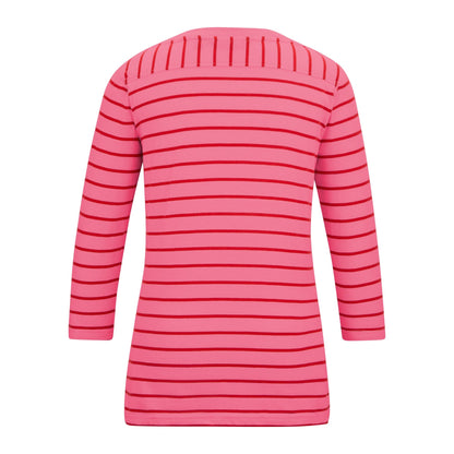 Pink Lemonade-High Risk Red - Back - Regatta Womens-Ladies Baylette II Striped T-Shirt