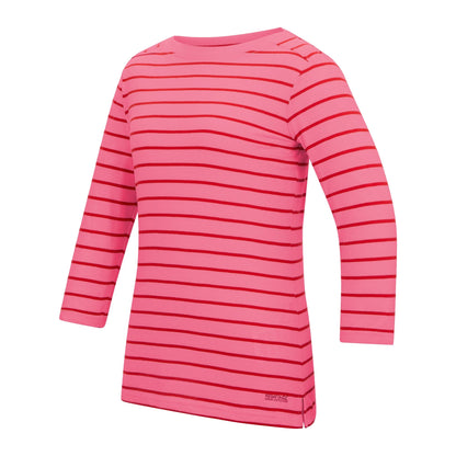 Pink Lemonade-High Risk Red - Side - Regatta Womens-Ladies Baylette II Striped T-Shirt