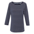 Navy-White - Front - Regatta Womens-Ladies Baylette II Striped T-Shirt
