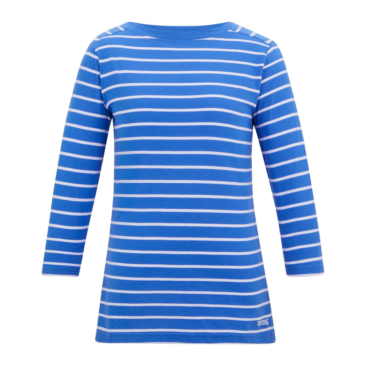 Sonic Blue-White - Front - Regatta Womens-Ladies Baylette II Striped T-Shirt