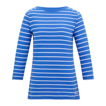 Sonic Blue-White - Front - Regatta Womens-Ladies Baylette II Striped T-Shirt