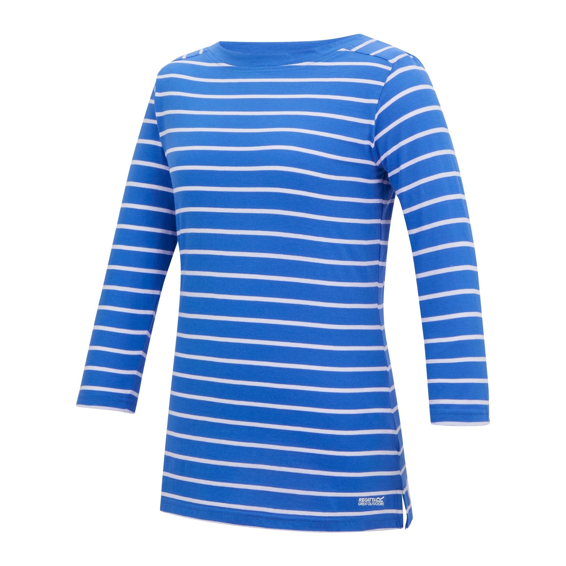 Sonic Blue-White - Side - Regatta Womens-Ladies Baylette II Striped T-Shirt