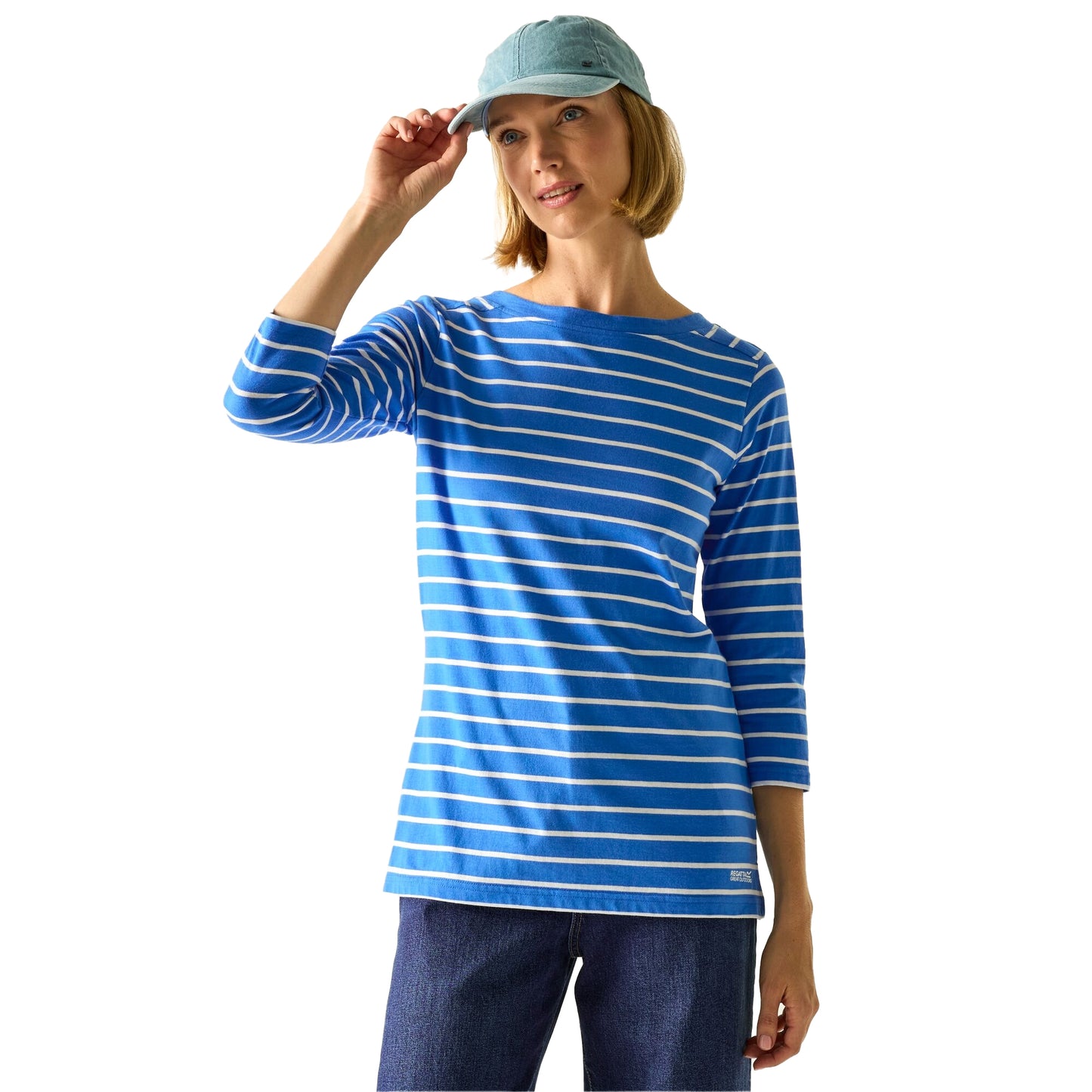 Sonic Blue-White - Lifestyle - Regatta Womens-Ladies Baylette II Striped T-Shirt