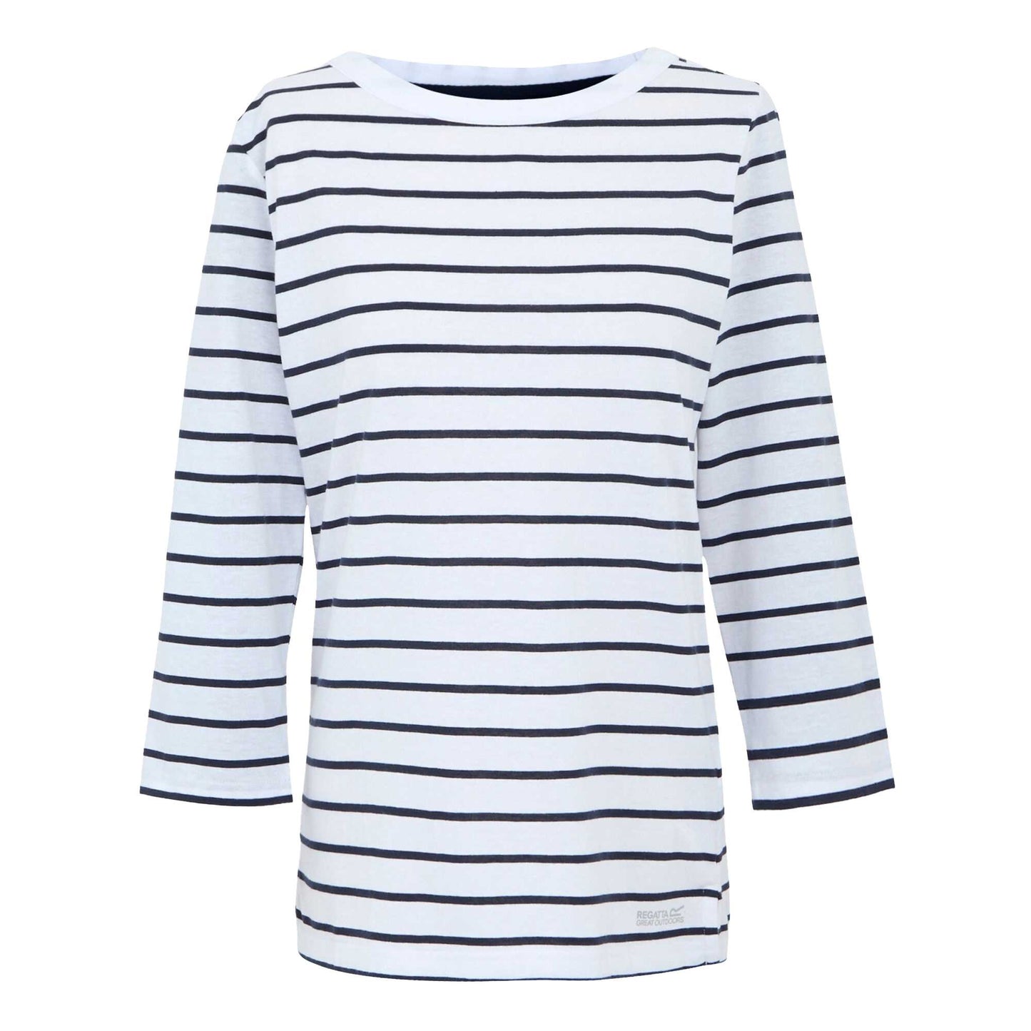 White-Navy - Front - Regatta Womens-Ladies Baylette II Striped T-Shirt